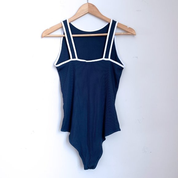 Zara Ribbed Bodysuit Navy - Picture 2 of 5